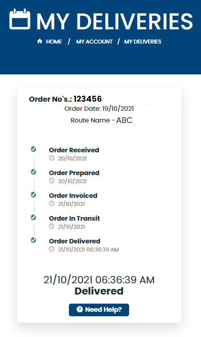 My delivery confirmation
